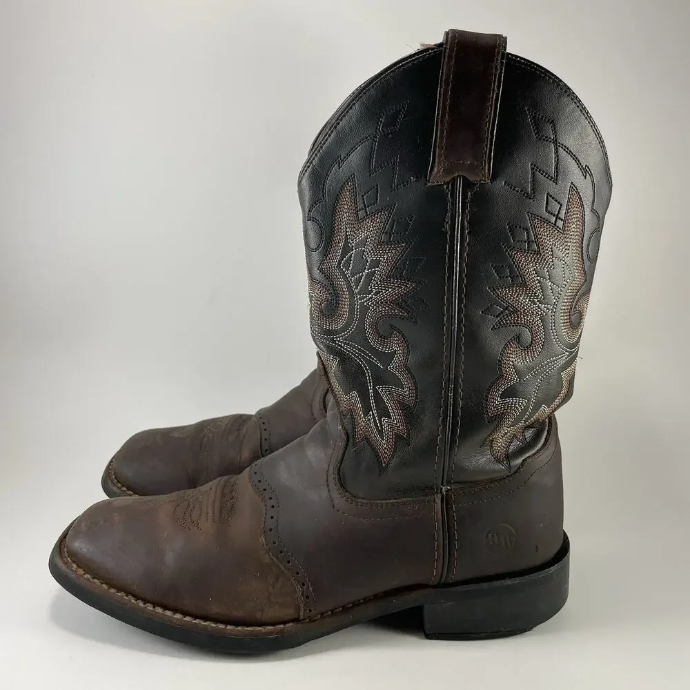 Double H DH3258 Boots Mens Size 8.5 D Brown Black Leather Square Toe Cowboy